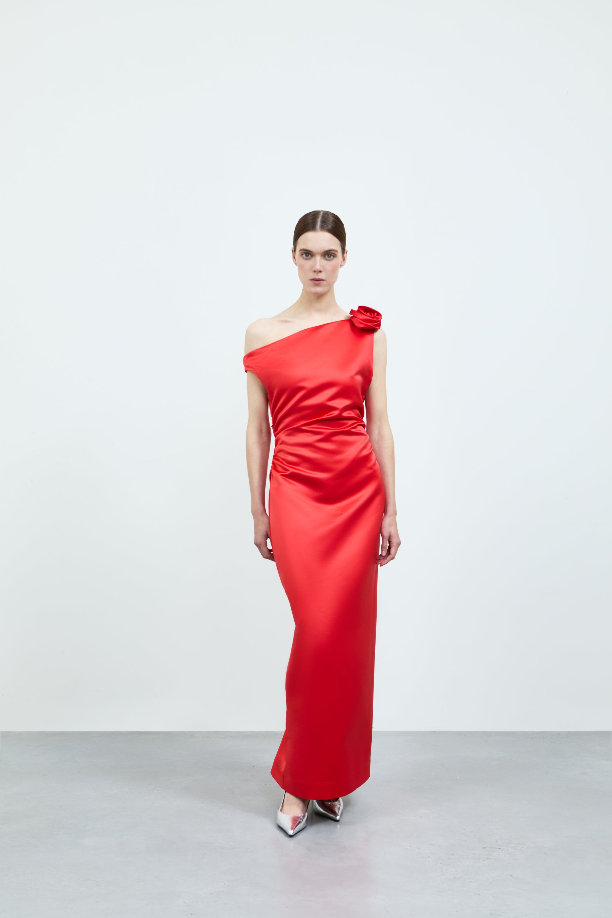 loewe red dress Loewe Printed Mesh Maxi Dress in Red