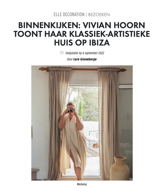Vivian Hoorn wearing Rhúne in Elle Decoration, September 2022 — an editorial blending timeless elegance and modern artistry.